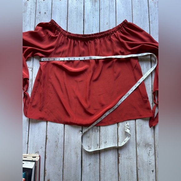 Madewell Off Shoulder Blouse | Rust | 100% Silk | S πβ¨ - Picture 4 of 9